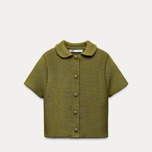 Zara Chunky knit Peter Pan collar cardigan